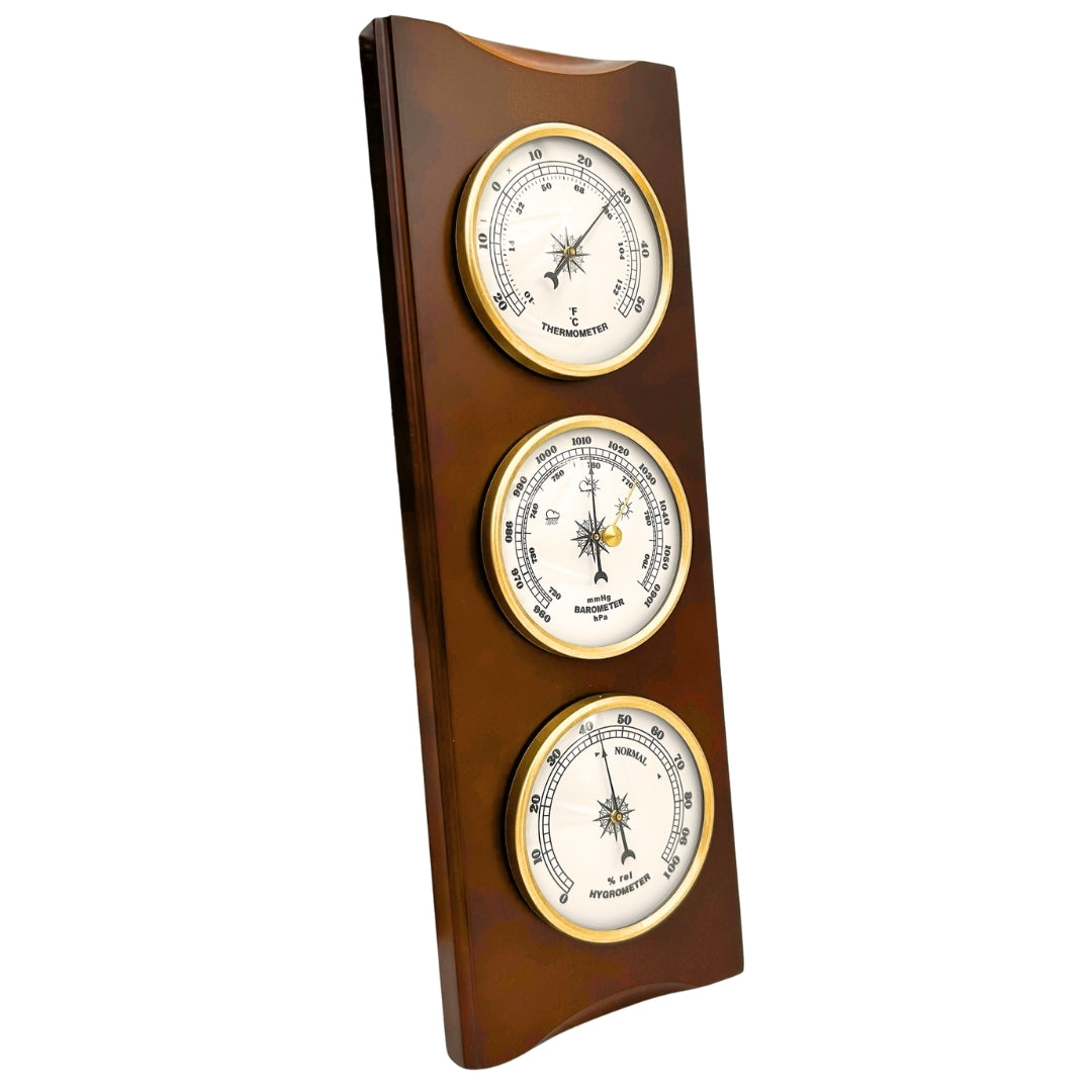 Elegantní meteorologická stanice – barometr teploměr vlhkoměr 36cm retro - YG336