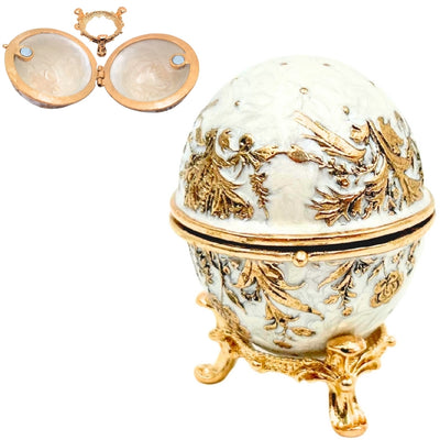 Exkluzivní kovová šperkovnice Fabergého vejce s krystalky - B0794-00