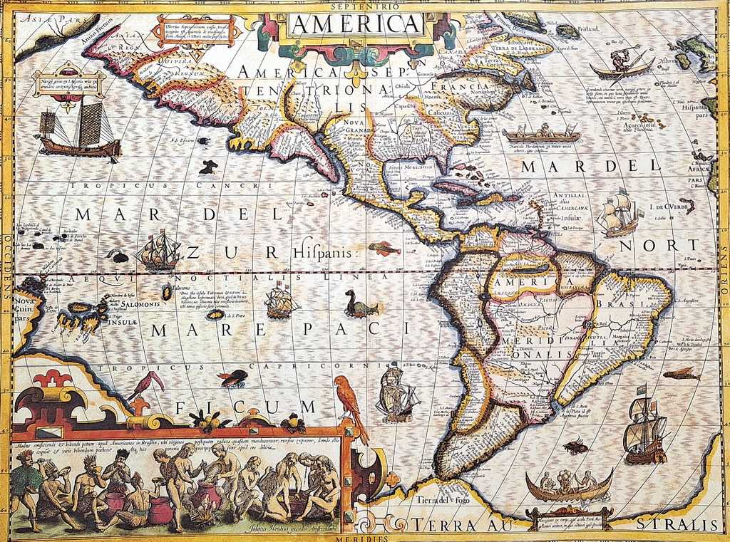 Mapa Ameriky 1628r. - J. Hondius reprint - M1628