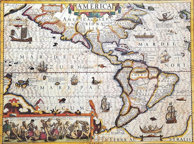 Mapa Ameriky 1628r. - J. Hondius reprint - M1628