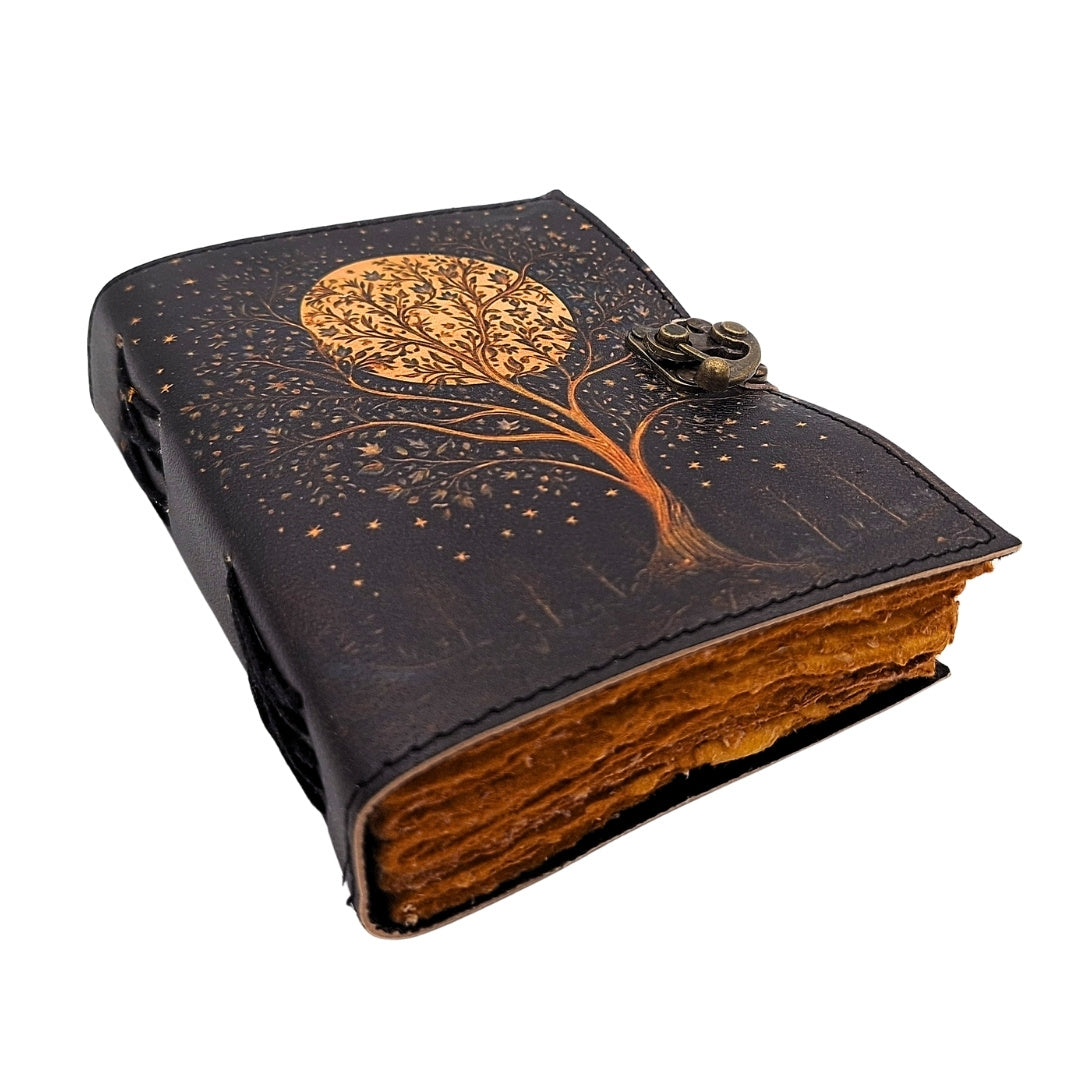 Notes Skórzany Vintage Retro Drzewo i Księżyc 200 stron – AH08