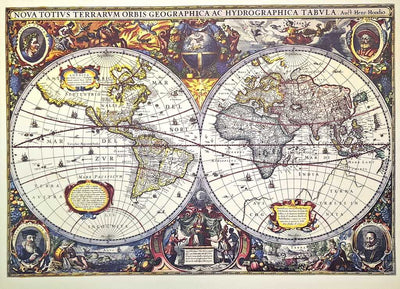 Mapa světa 1630r. - J.Hondius reprint - M1630 - dárek pro historika