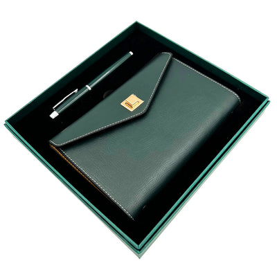 Elegancki Zestaw Upominkowy - Notes Skórzany z Długopisem w Pudełku Prezentowym – Premium – EE8