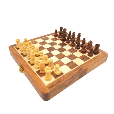 Szachy Drewniane Magnetyczne 17x17cm - Składane - DNU-025