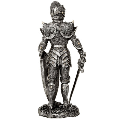 Dekorativní figurka rytíř ve stříbrné zbroji výška 30 cm - MC-23053