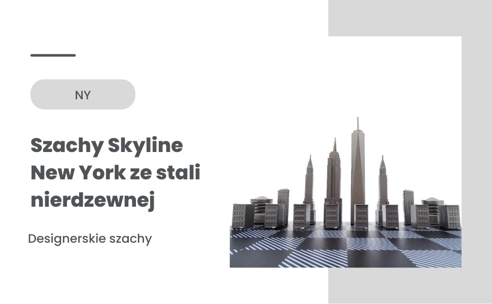 Designerskie Szachy Skyline New York ze stali nierdzewnej – NY