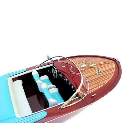 Exkluzivní model motorového člunu Reeva Aquarama 87cm - velký dřevěný model klasického italského motorového člunu – 4P-90