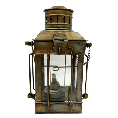 Lampa Naftowa Retro Stalowa LT608 w Kolorze Starzonego Mosiądzu z Możliwością Grawerowania