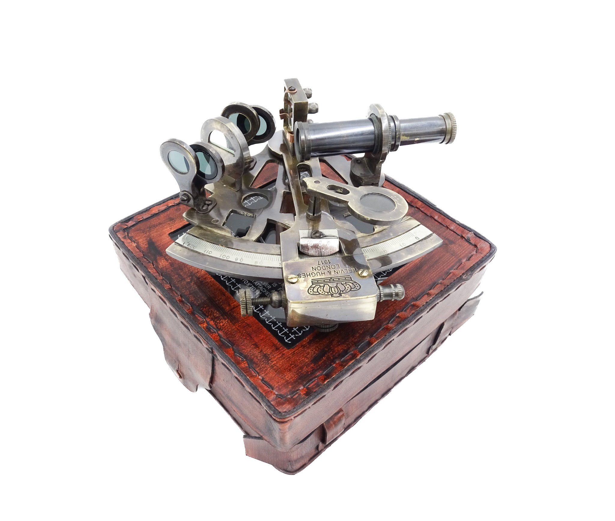 Mosazný sextant v kožené krabičce - NC1514B