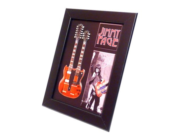 Mini kytara ve stylu Jimmy Page double neck v rámečku FMG-011