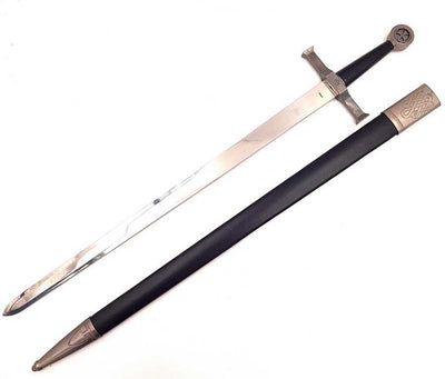 Ocelový rytířský meč 84 cm v pochvě - replika - SW-114