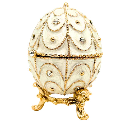 Exkluzivní kovová šperkovnice Fabergého vejce s krystalky - B0748-17WH