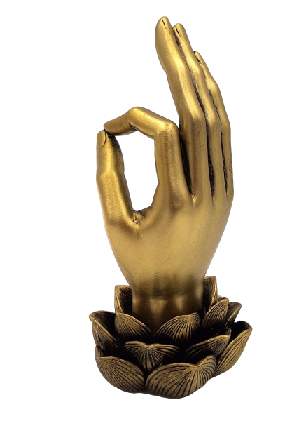 Złota Figurka Dłoń Buddy Mudra OM - Joga Kwiat Lotosu - 43724