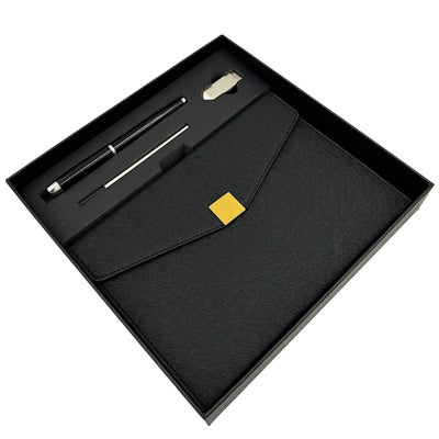 Elegancki Zestaw Prezentowy Premium – Notes A5 z Długopisem i Pendrive 16GB w Pudełku – Czarno-złoty – EE9