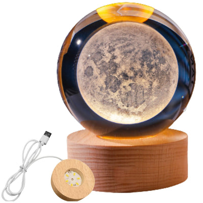 Szklana Kula 3D Księżyc- Lampa Nocna LED USB - Gadżet na Biurko
 - KKS