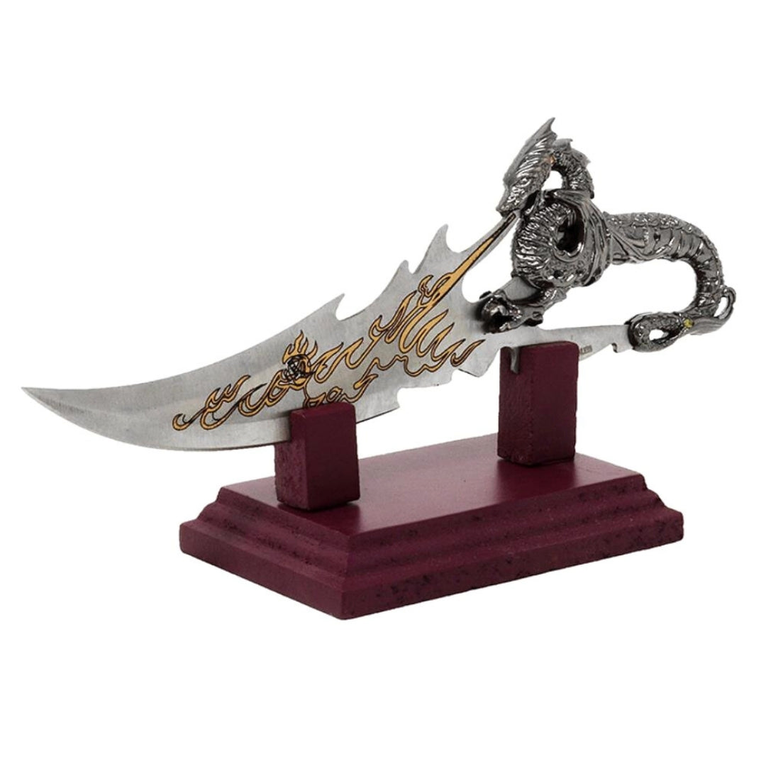 Dekorativní dýka drak na podstavci 19 cm - fantasy - nerezová ocel – SW-185