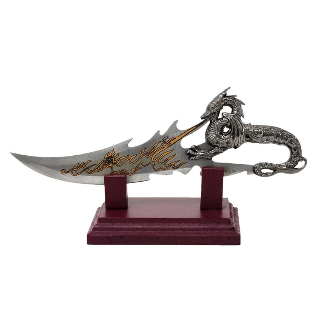 Dekorativní dýka drak na podstavci 19 cm - fantasy - nerezová ocel – SW-185