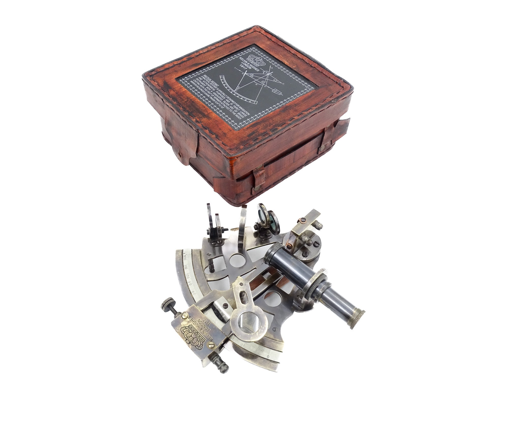 Mosazný sextant v kožené krabičce - NC1514B