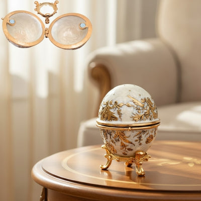 Exkluzivní kovová šperkovnice Fabergého vejce s krystalky - B0794-00