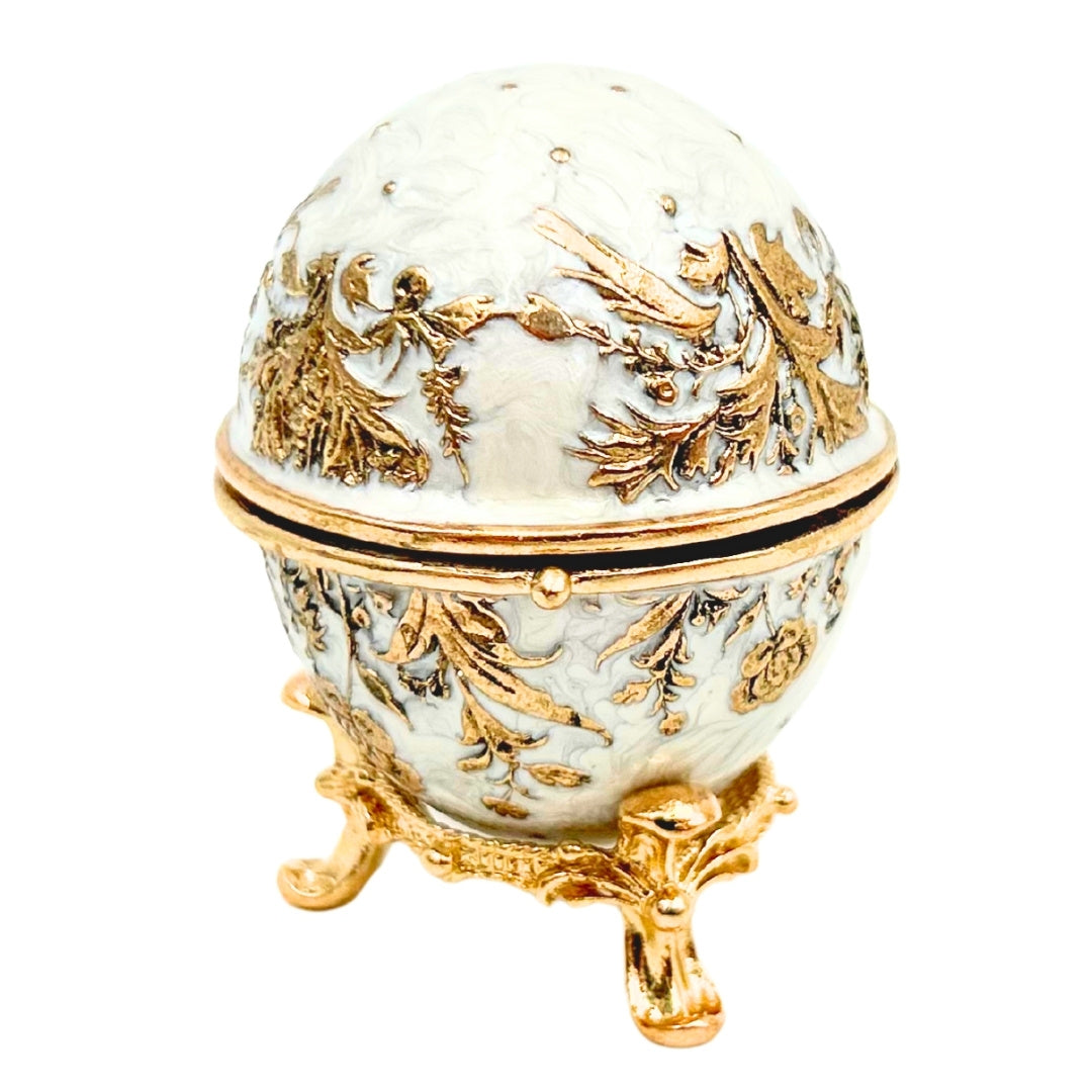 Exkluzivní kovová šperkovnice Fabergého vejce s krystalky - B0794-00