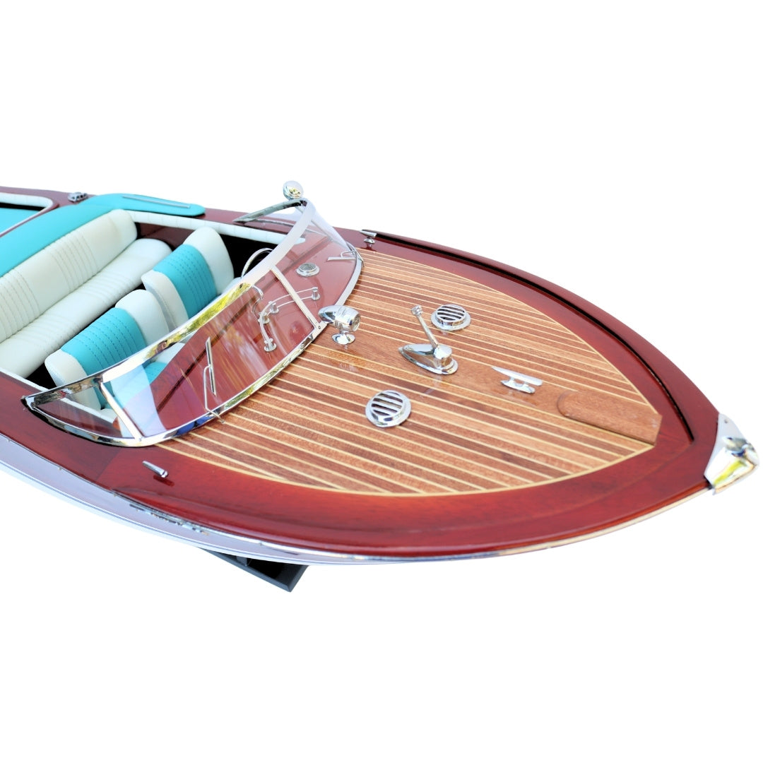 Exkluzivní model motorového člunu Reeva Aquarama 87cm - velký dřevěný model klasického italského motorového člunu – 4P-90