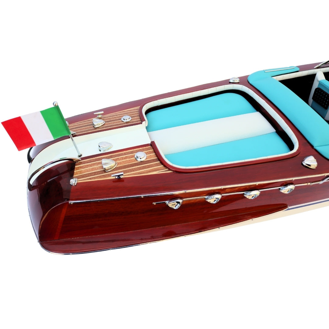 Exkluzivní model motorového člunu Reeva Aquarama 87cm - velký dřevěný model klasického italského motorového člunu – 4P-90