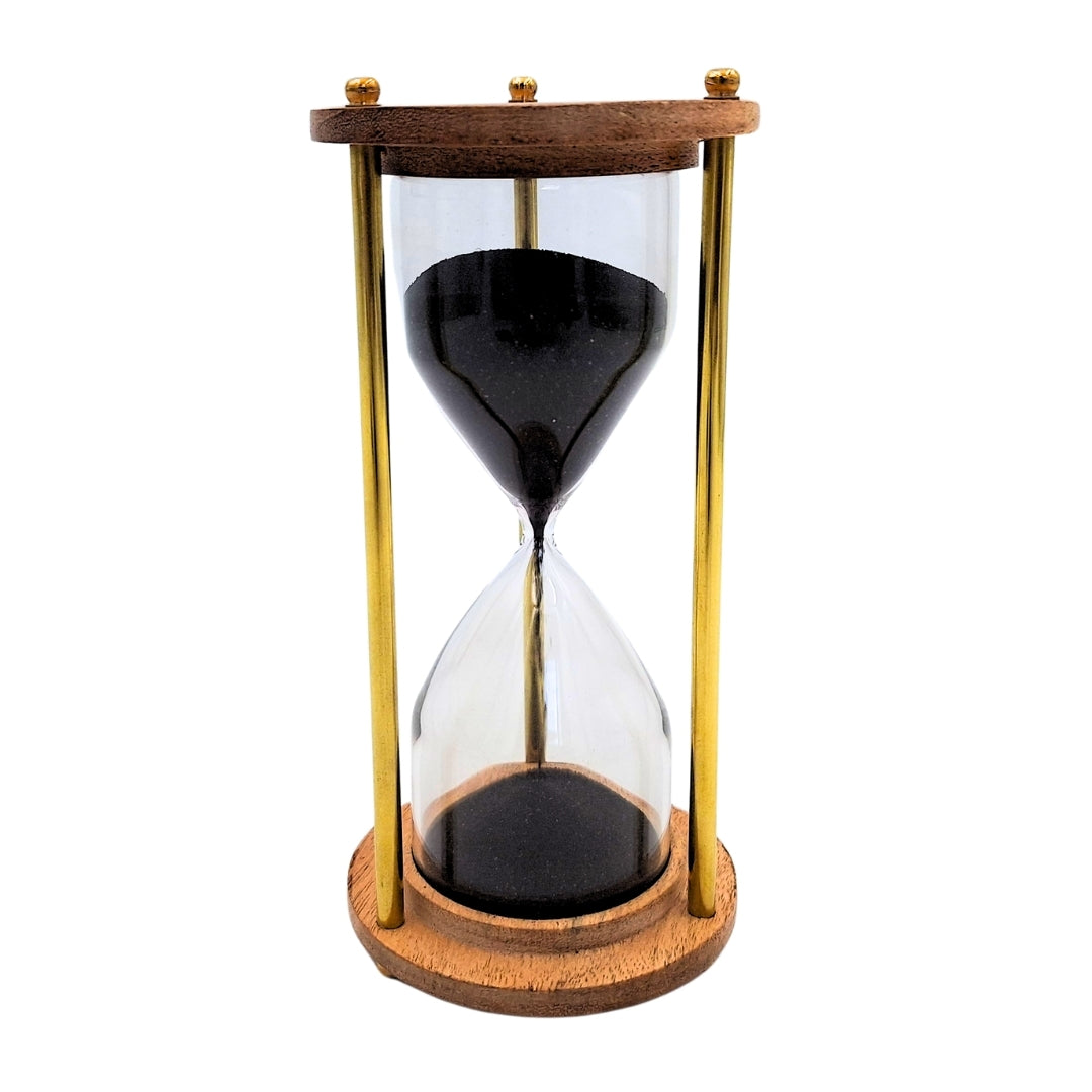 Klepsydra Mosiężno-Drewniana – 5 minut – Elegancka dekoracja retro – NC3012V