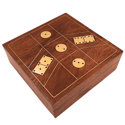 Zestaw Gier - Domino i Kości do Gry w Drewnianym Pudełku - DO-002