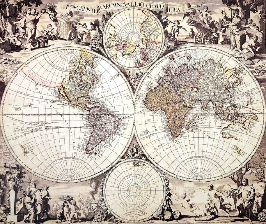 Mapa světa 1686r. - G. Valck reprint - M1686 – dárek pro historika