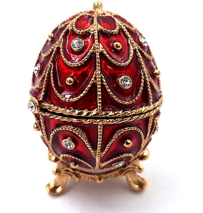 Exkluzivní kovová šperkovnice s krystalky - Fabergého vejce - B0748-17 RD