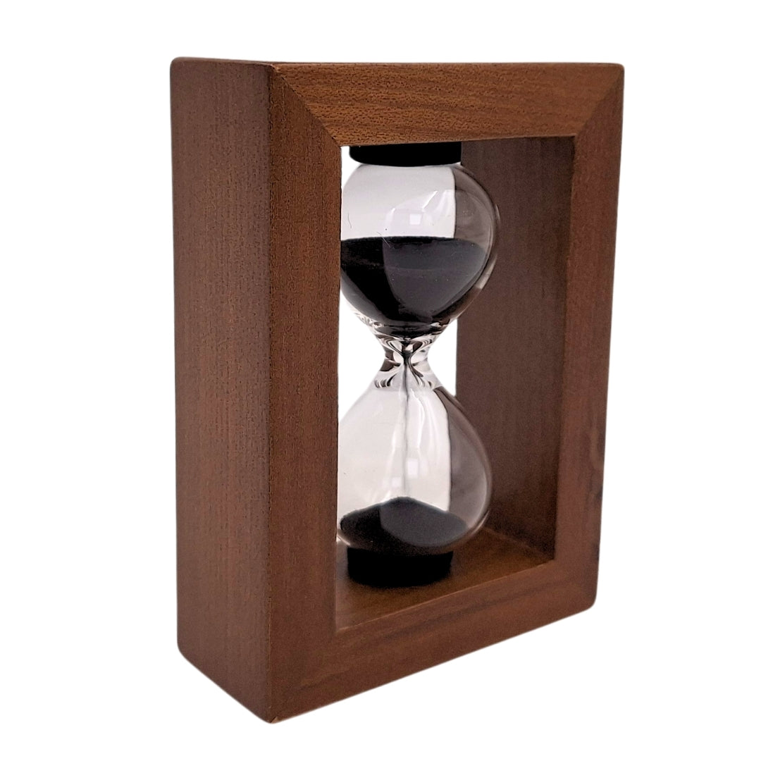 Přesýpací hodiny 3 minuty v dřevěném rámu - elegantní dekorace – M123