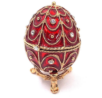 Exkluzivní kovová šperkovnice s krystalky - Fabergého vejce - B0748-17 RD