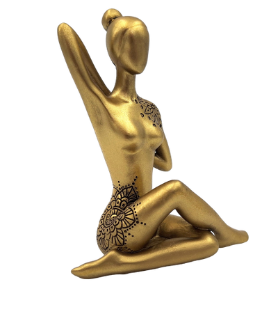 Yoga - złota figurka dekoracyjna – prezent dla miłośnika yogi - 42721Y2