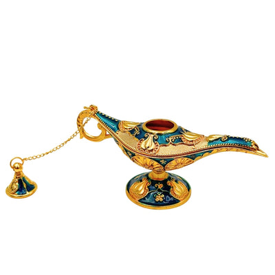Dekorativní kovová Aladinova lampa, tmavě modro-zlatá 12cm - LAB12