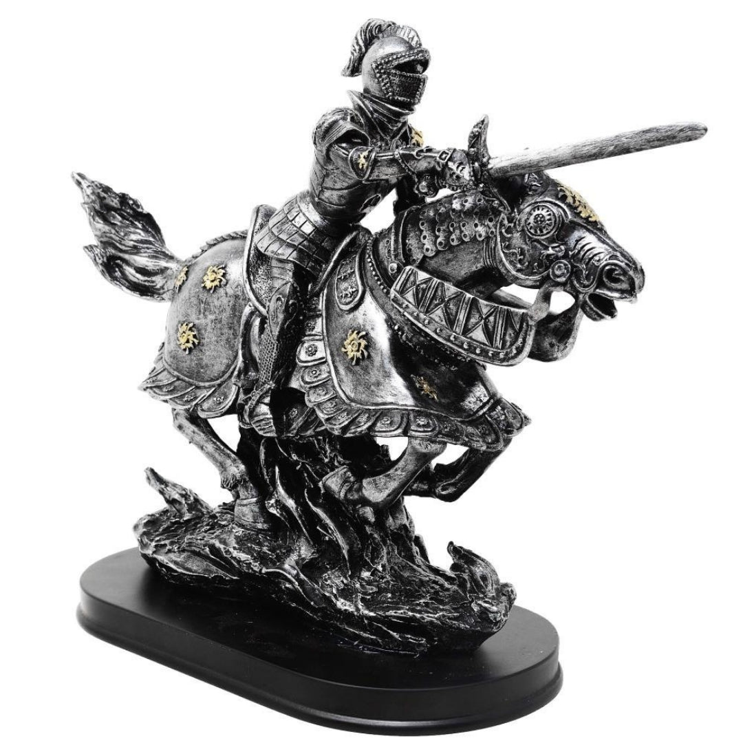 Figurka rytíř na koni 31cm – ručně malovaný polyresin – MC-23152