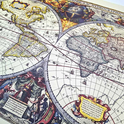Mapa světa 1630r. - J.Hondius reprint - M1630 - dárek pro historika