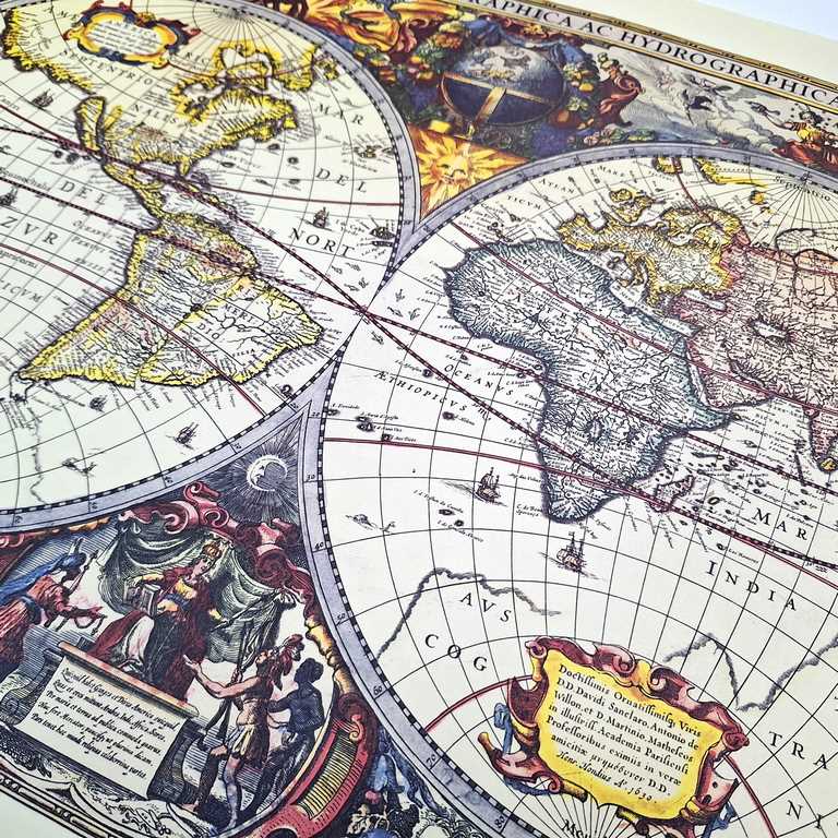 Mapa světa 1630r. - J.Hondius reprint - M1630 - dárek pro historika