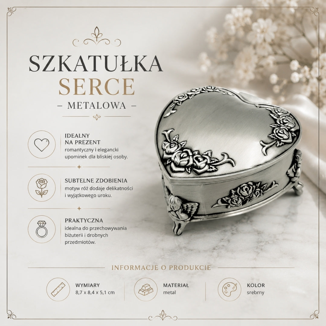Szkatułka metalowa w kształcie serca – 2099