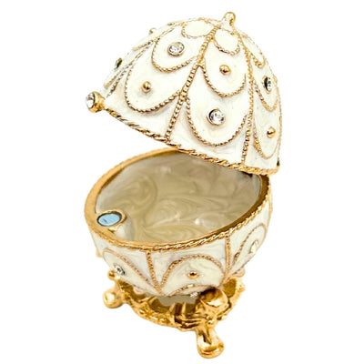 Exkluzivní kovová šperkovnice Fabergého vejce s krystalky - B0748-17WH
