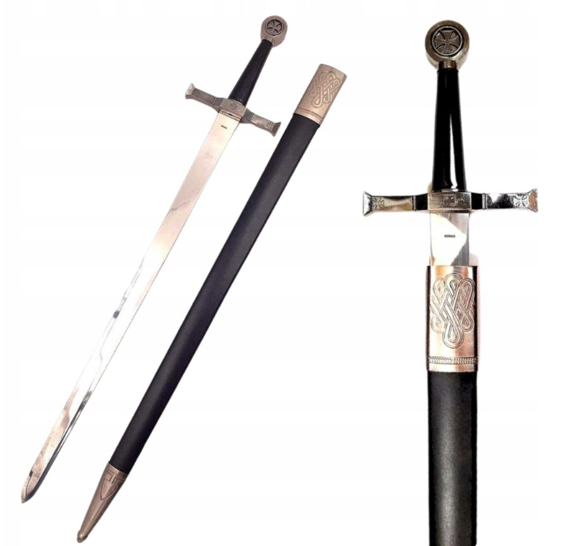 Ocelový rytířský meč 84 cm v pochvě - replika - SW-114