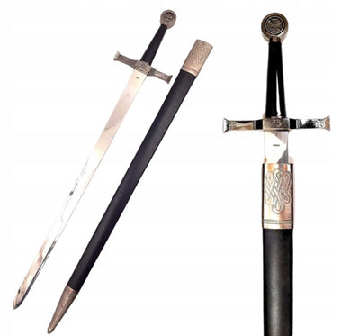 Ocelový rytířský meč 84 cm v pochvě - replika - SW-114