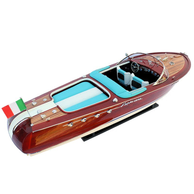 Exkluzivní model motorového člunu Reeva Aquarama 87cm - velký dřevěný model klasického italského motorového člunu – 4P-90