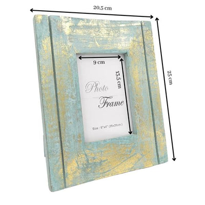 Drewniana ramka na zdjęcia złoto-mięta - 30898 - format zdjęcia 15x10cm