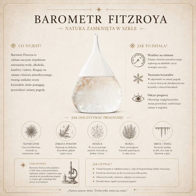 Barometr Burzowy Fitzroya w Oprawie Drewnianej - Kropla Storm Glass – BAW1