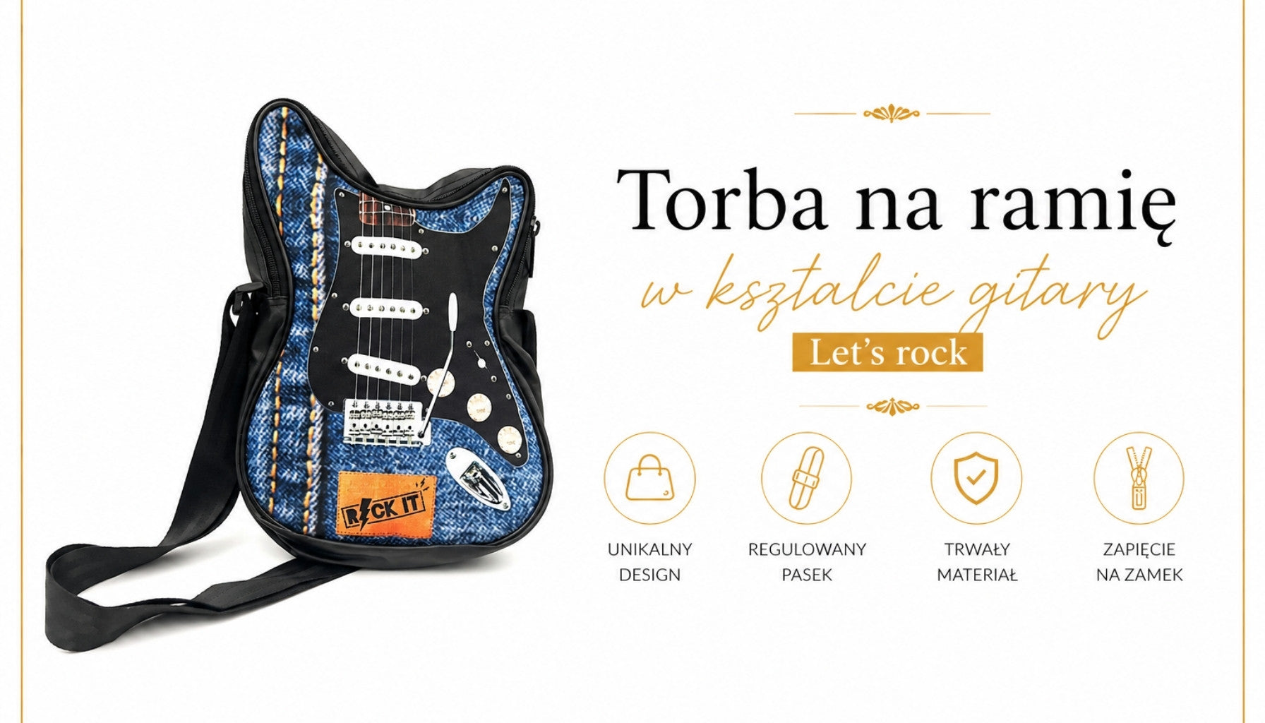 Torba na ramię w kształcie gitary Let’s rock – RBG-019