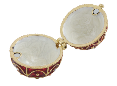 Exkluzivní kovová šperkovnice s krystalky - Fabergého vejce - B0748-17 RD