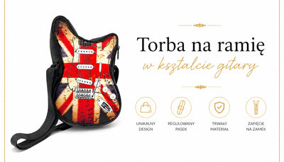 Taška přes rameno ve tvaru kytary – britská vlajka – dárek pro fanouška hudby - RBG-008