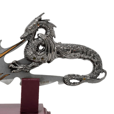 Dekorativní dýka drak na podstavci 19 cm - fantasy - nerezová ocel – SW-185
