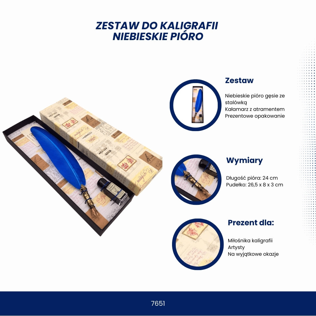 Kaligrafická sada - modré pero - 7651