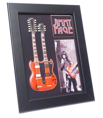 Mini kytara ve stylu Jimmy Page double neck v rámečku FMG-011